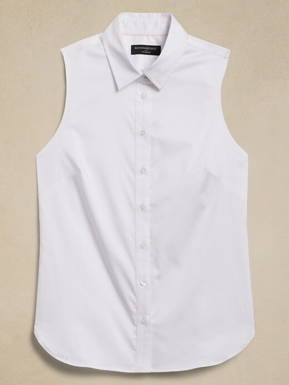 Banana Republic Riley Tailored Fit Sleeveless Button Down Shirt White Size 8